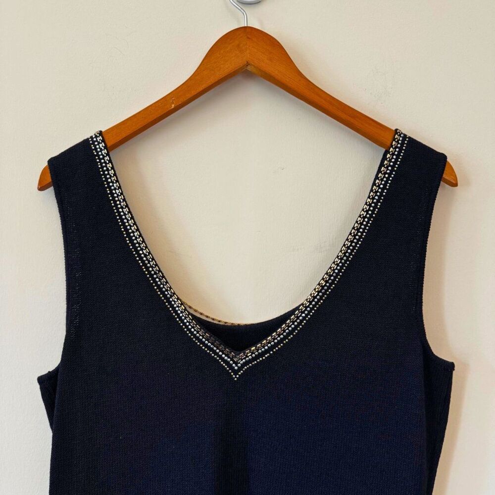 St. John Evening Embellished Black Dress with Necklace Size 6 - Picture 7 of 8